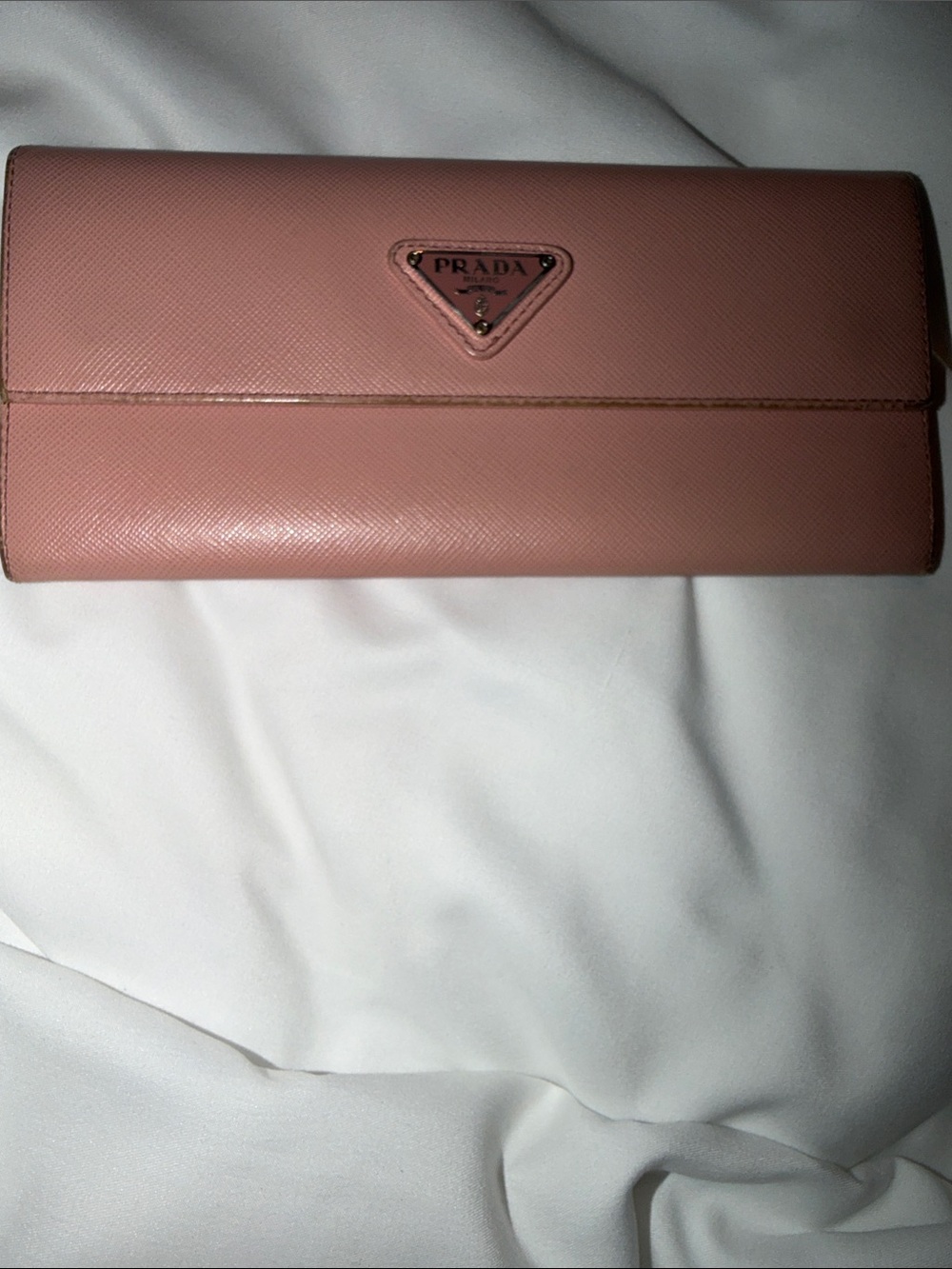 Prada Saffiano Leather Continental Wallet Dusty Blush Pink